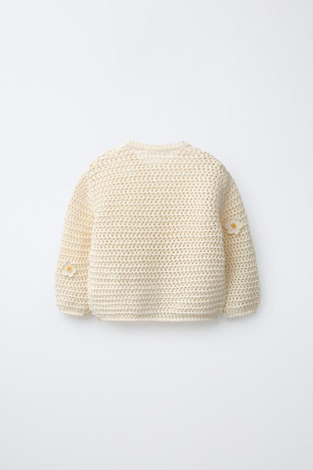 ZARA КАРДИГАН ИЗ КРУЖЕВА КРОШЕ С РОМАШКАМИ, ЭКРЮ