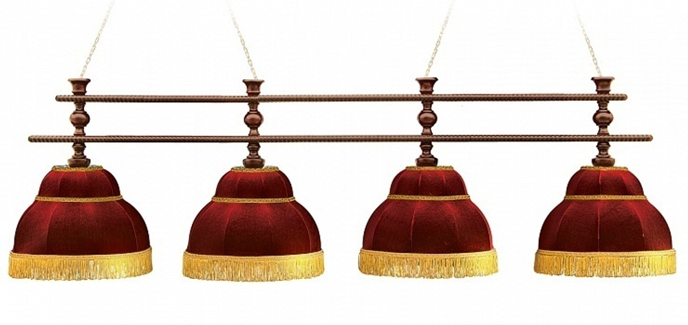 Лампа Аристократ-3 4пл. береза (№6,бархат зеленый,бахрома желтая,фурнитура золото)