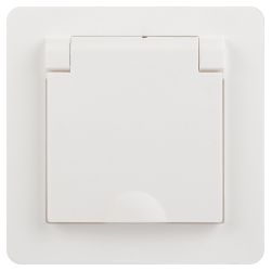 Розетка Intro Style 7-209-01 2P+E Schuko с крышкой штор., 16А-250В, IP44, СУ, белый