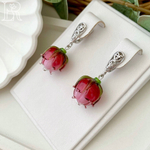 LEFIREL' Серьги серебряные женские "Лора" с цветами из муранского стекла / ювелирные украшения из родированного серебра 925