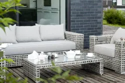 "Тито" диван из искусственного ротанга трехместный, цвет серый