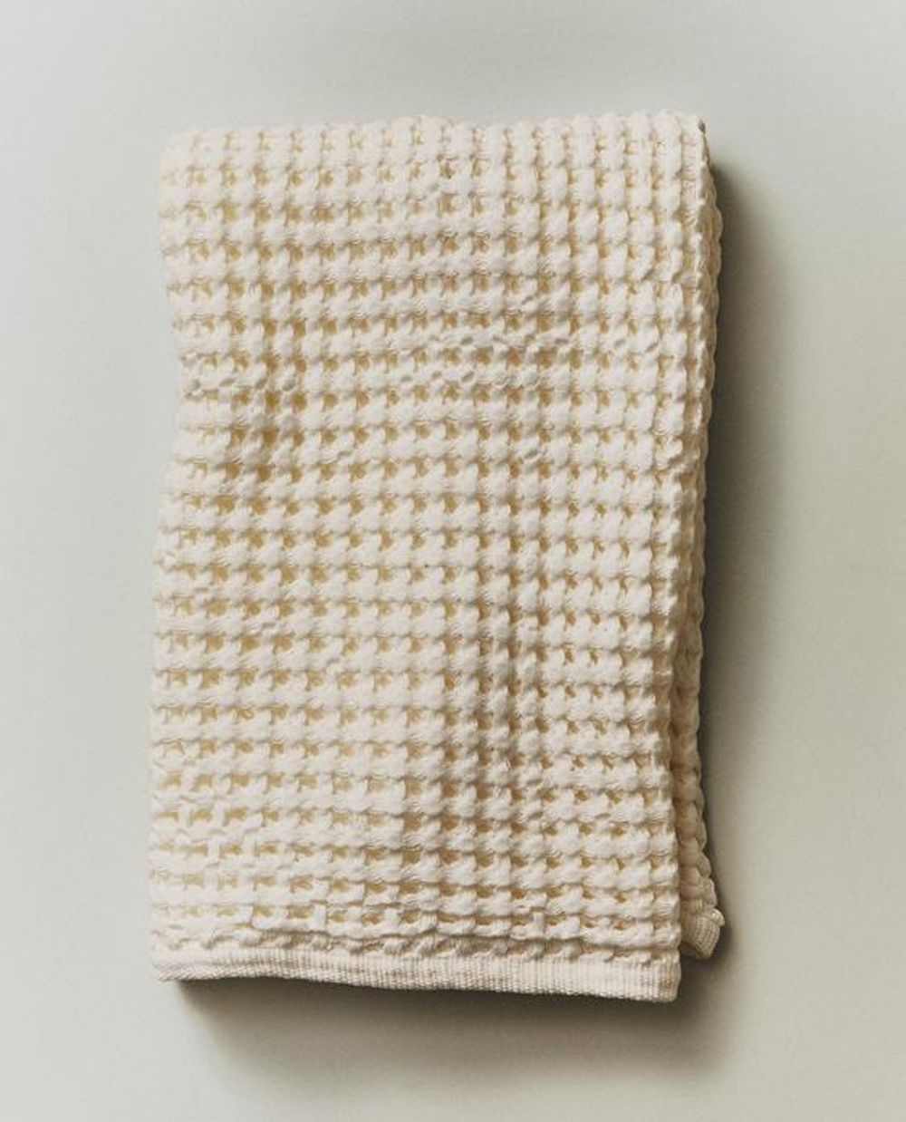 ZARA HOME ВАФЕЛЬНОЕ КУХОННОЕ ПОЛОТЕНЦЕ, ЖЕЛТОВАТО-БЕЛЫЙ