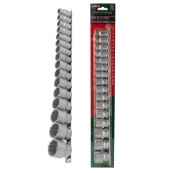 Набор головок 16пр.1/2''(12гр.)(10-19,21,22,24,27,30,32мм) на планке RockForce##Rock FORCE RF-4161-9