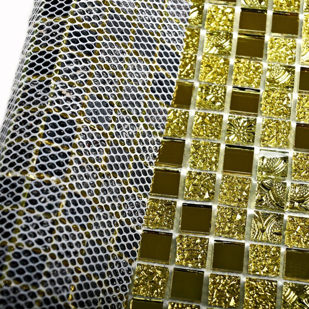Мозаика стеклянная Mirror gold/Зеркальное золото (15х15) 300х300х4 мм (шт)