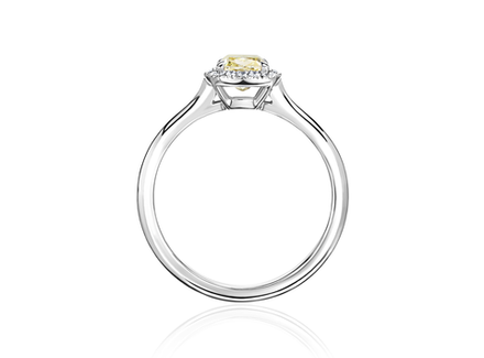 Кольцо с желтым бриллиантом огранки "Кушон" и бриллиантовой обсыпкой