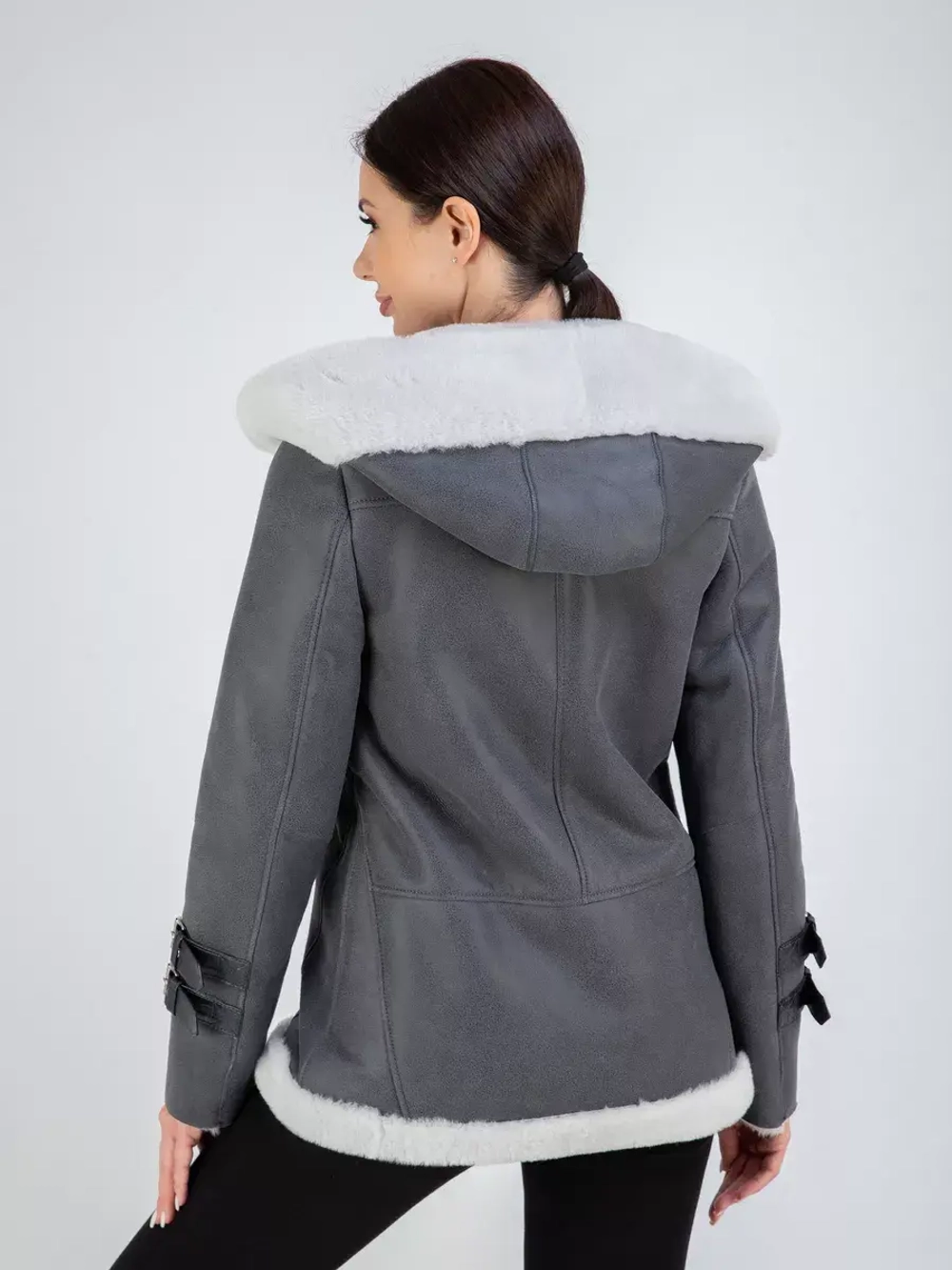 Дубленка авиатор натуральная с капюшоном