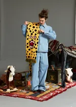 Шарф Кружок Леопард желтый