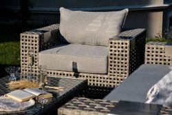 "Тито" лаунж-зона из искусственного ротанга, цвет серый