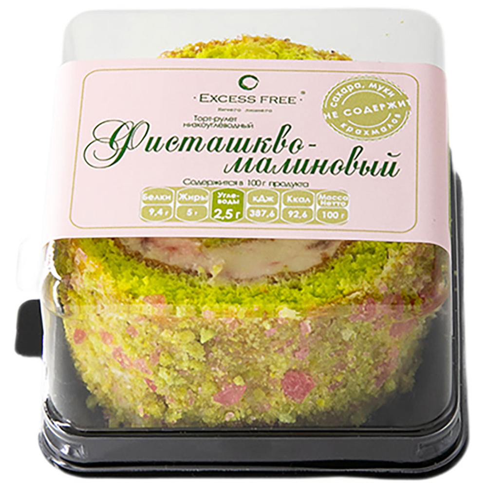 Excess-Free Торт-рулет "Фисташково-малиновый" (100 гр.)