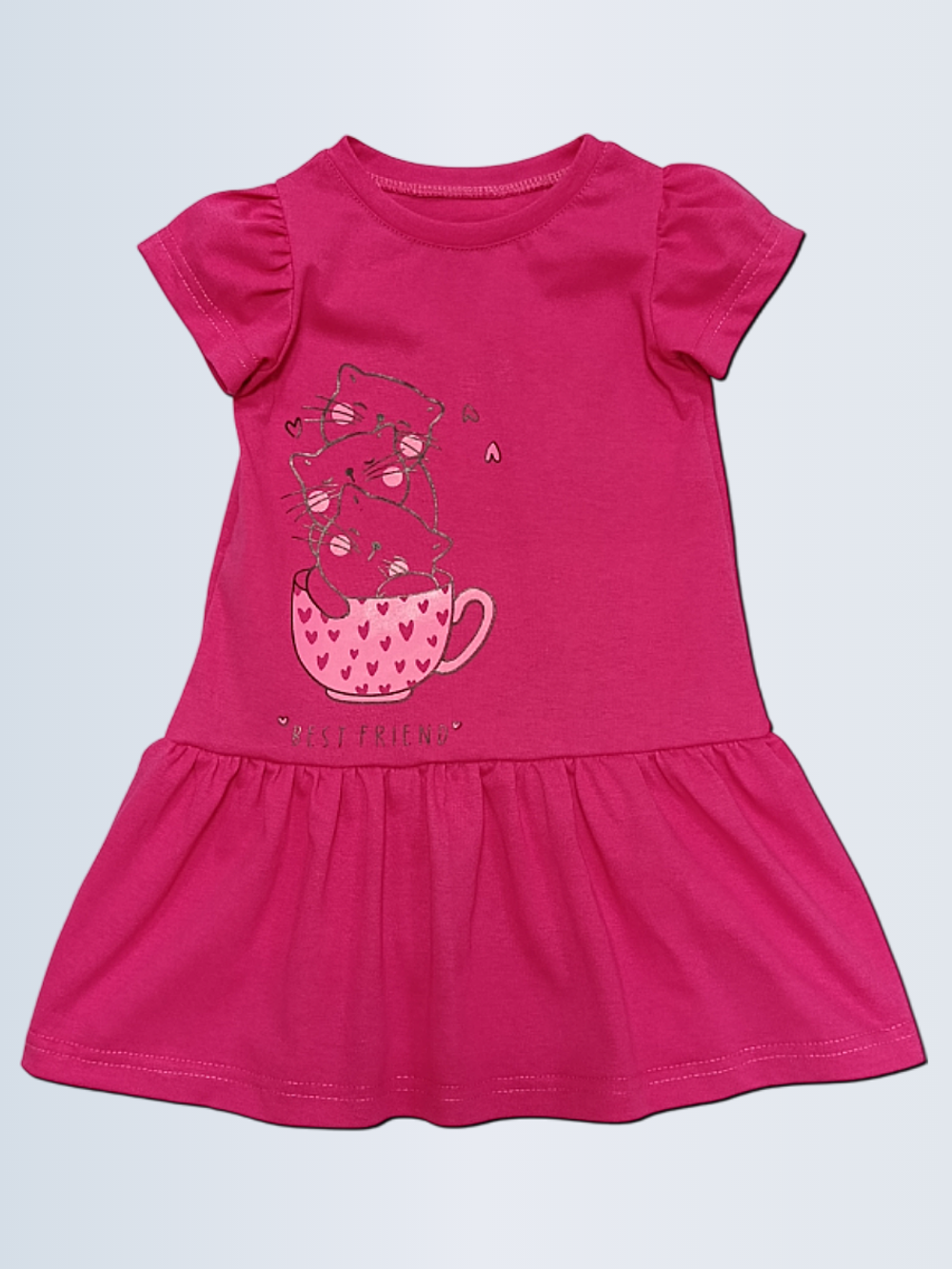 10568 Платье детское с наклейкой кулирка малиновый (64-122/128)