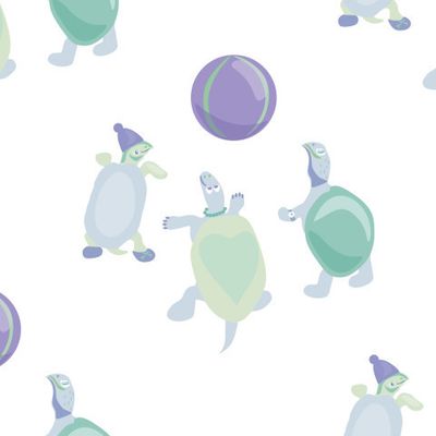 Черепашки играют в мяч