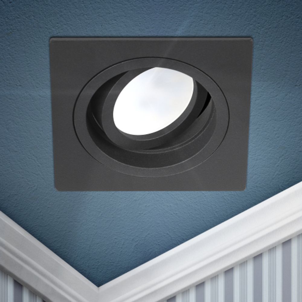 Светильник встраиваемый алюминиевый ЭРА KL85 BK под лампу MR16 GU5.3 черный | Алюминиевые встраиваемые светильники