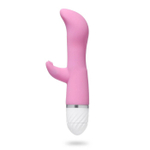 Розовый вибратор с клиторальным стимулятором - 19 см. (Цвет: розовый)