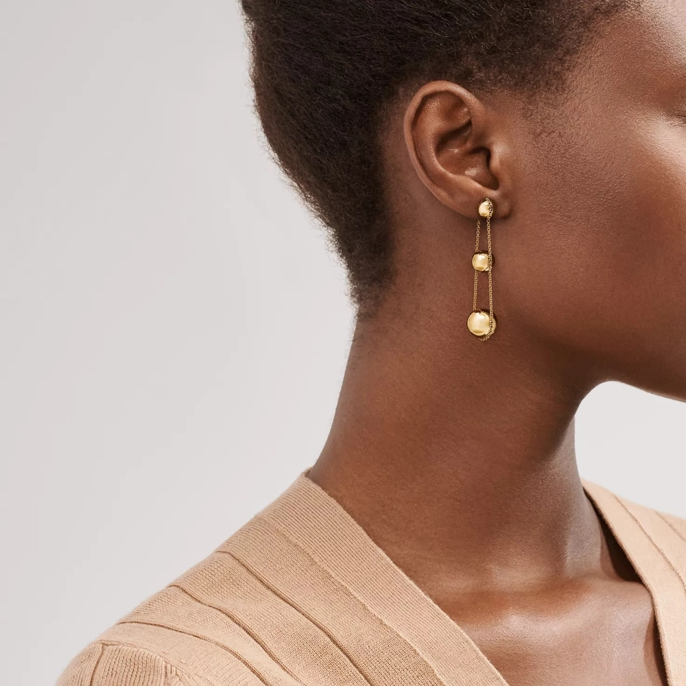 Серьги из жёлтого золота 18k,Tiffany 💠Hard Wear Triple drop