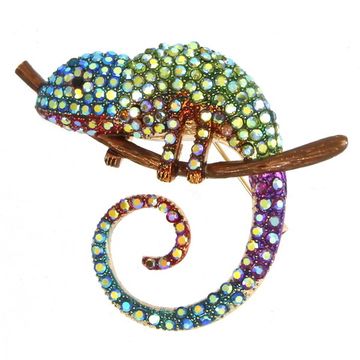 Брошь со стразами Хамелеон (014)