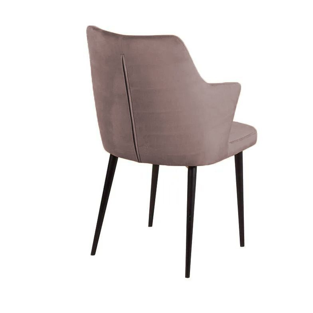 Стул с подлокотниками Hunt, бархат пепельно-бежевый 25 / чёрный конус