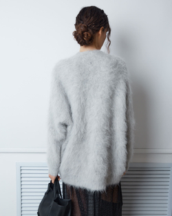 Кардиган на пуговицах из альпака светло-серый