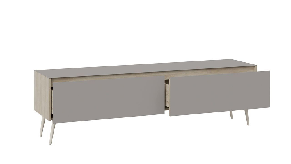 Тумба под телевизор напольная Баттл Рок/Стекло Светлый Stone(St)/Бежевый 180х44х52 см