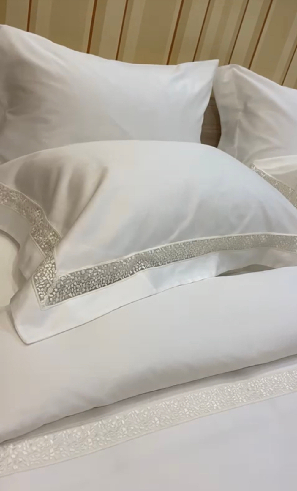 Постельное белье 2 спальное евро Emozioni Italiane Double шампань/белое