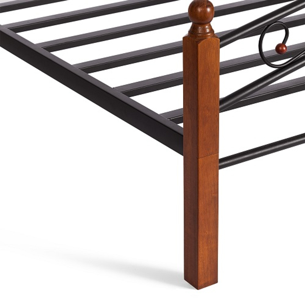 Кровать AT-8077 дерево гевея/металл, 160*200 см (Queen bed), красный дуб/черный