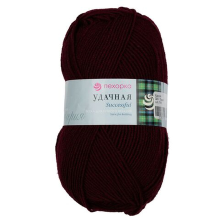 Пряжа Пехорка "Удачная" 50% шерсть, 50% акрил 5х100г/250м 323 Т.бордо