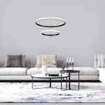 Подвесной светодиодный светильник 68Вт, 5355Лм, 3000-6000К, Ra>80, плавная регулировка мощности, изменение цветовой температуры, ночник, металл/силикон, черный