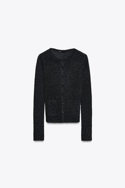 ZARA КАРДИГАН С МЕТАЛЛИЗИРОВАННОЙ НИТЬЮ, ГЛУБОКИЙ СИНИЙ