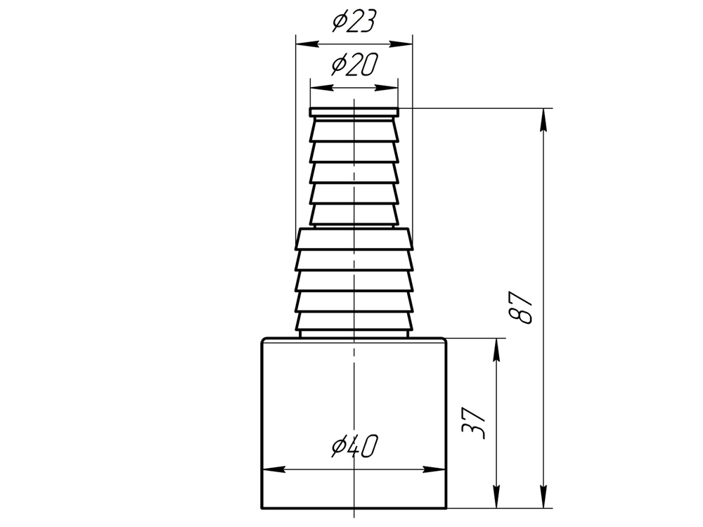 Отвод для стир. машины 40мм М160 АНИ пласт
