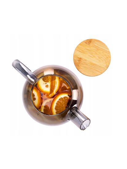 Стеклянный заварочный чайник 1500 мл. Kamille KM 9029M с бамбуковой крышкой