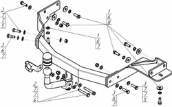 Фаркоп Motodor ОЦИНКОВАННЫЙ для Kia Sorento c 2020г, Hyundai Santa Fe с 2021г (оцинкованный шар)(паспорт и сертификат в комплекте)(без электрики) 91012-A