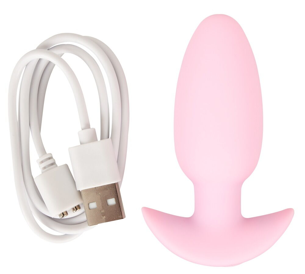 Розовая анальная пробка с вибрацией Cuties Vibrating Mini Butt Plug - 8 см. (Цвет: розовый)