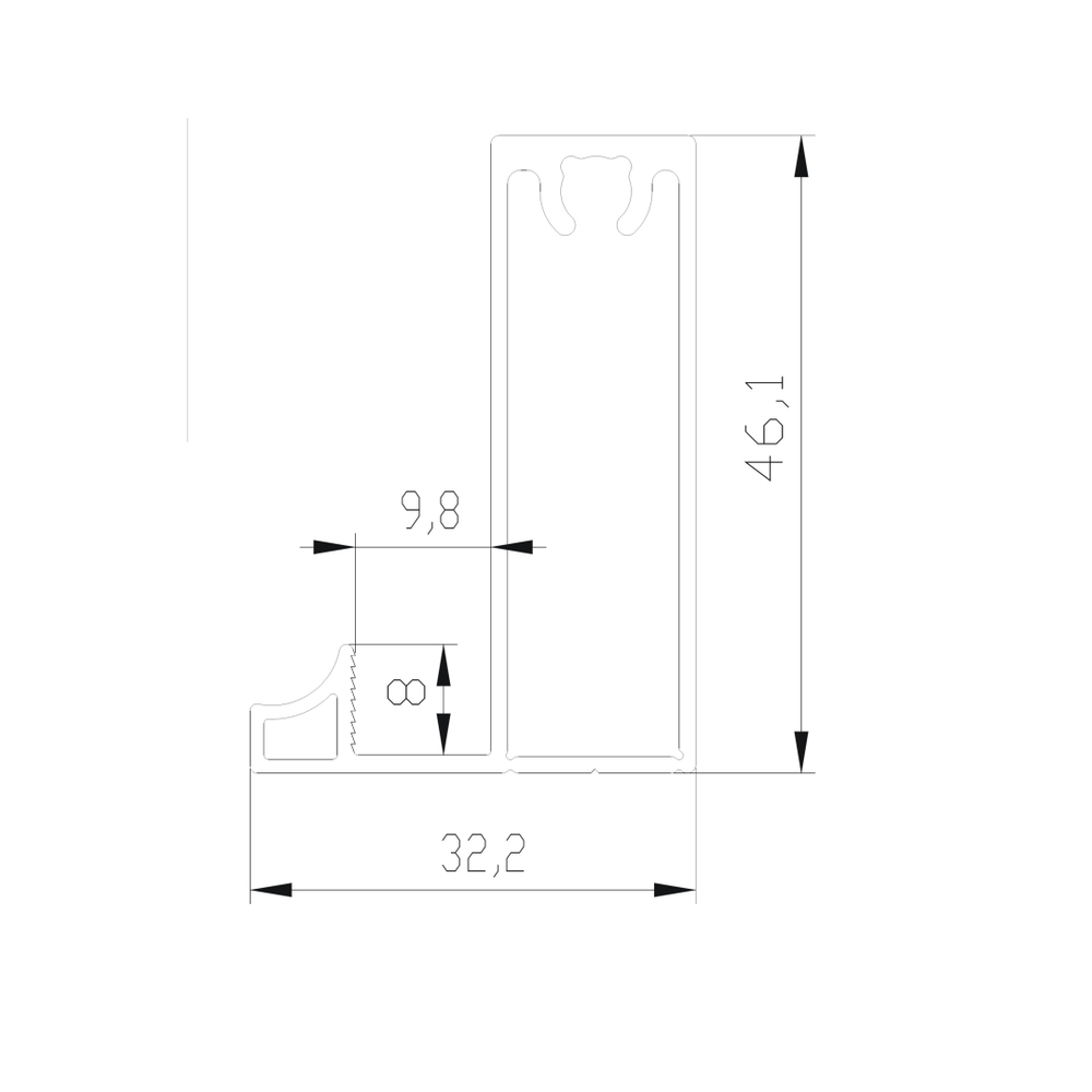 Рамка нижняя широкая (5,40 м) шампань матовая SLIMLINE