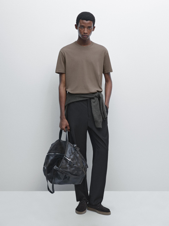 Massimo Dutti Хлопковая футболка-поло с короткими рукавами, жженый