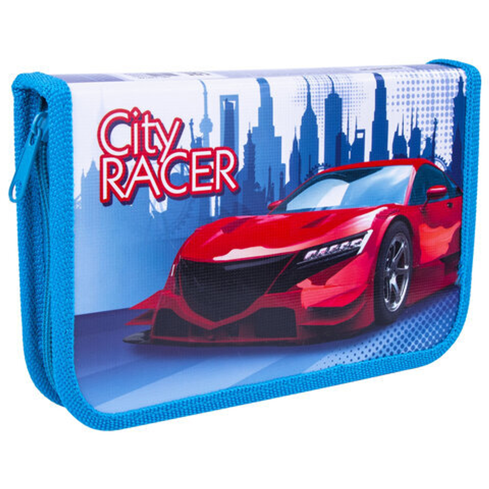 Пенал ПИФАГОР, 1 отделение, ламинированный картон, 19х11 см, "CITY RACER"