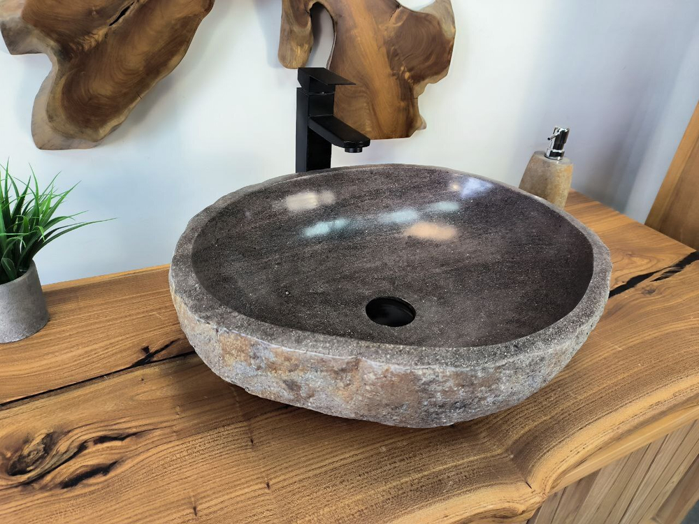 Раковина из речного камня RS-65810 54х45х15 из натурального камня
