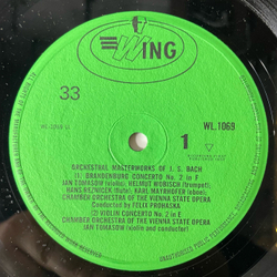 Винтажная виниловая пластинка LP J.S. Bach Бах, Chamber Orchestra Of The Vienna State Opera Conducted By Felix Prohaska, Orchestral Masterworks Of J.S. Bach (Англия 1957)