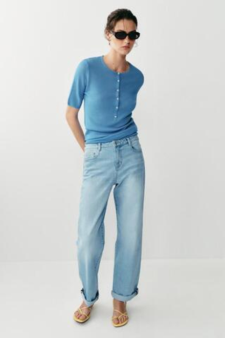 ZARA ДЖИНСЫ Z1975 RELAXED FIT СО СРЕДНЕЙ ПОСАДКОЙ И ОТВОРОТАМИ. ГОЛУБОЙ