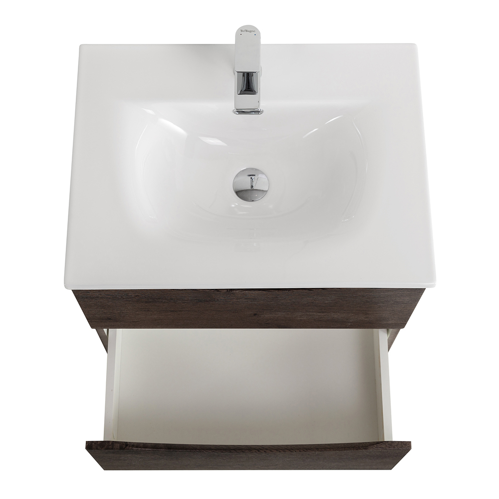 Тумба с раковиной подвесная BelBagno MARINO-CER-N-600-2C-SO-RNG-P Rovere Nature Grigio, раковина белая BB-8099-60