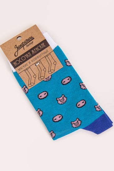 Носки ЗАПОРОЖЕЦ Свинки Пятачки (женские) (Синий (Синий)