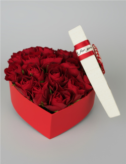 Цветы коробке сердце Амура