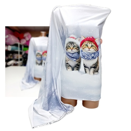 Футер 2х нитка петля Купон Зимние Котики