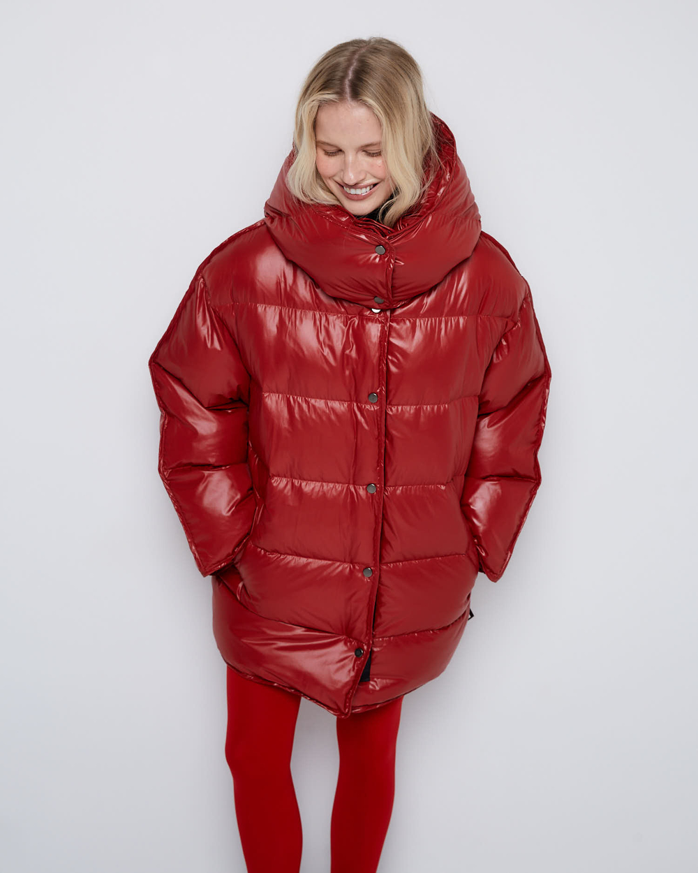 Пуховик со съемным капюшоном из нейлона Монклер томат