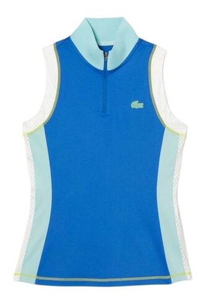 Женское поло Lacoste Tennis Sleeveless Zip Neck Polo Shirt - blue/light green/white