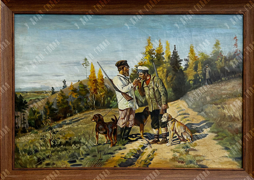Н/х. Охотники. Холст, масло. Россия, ХХ в.