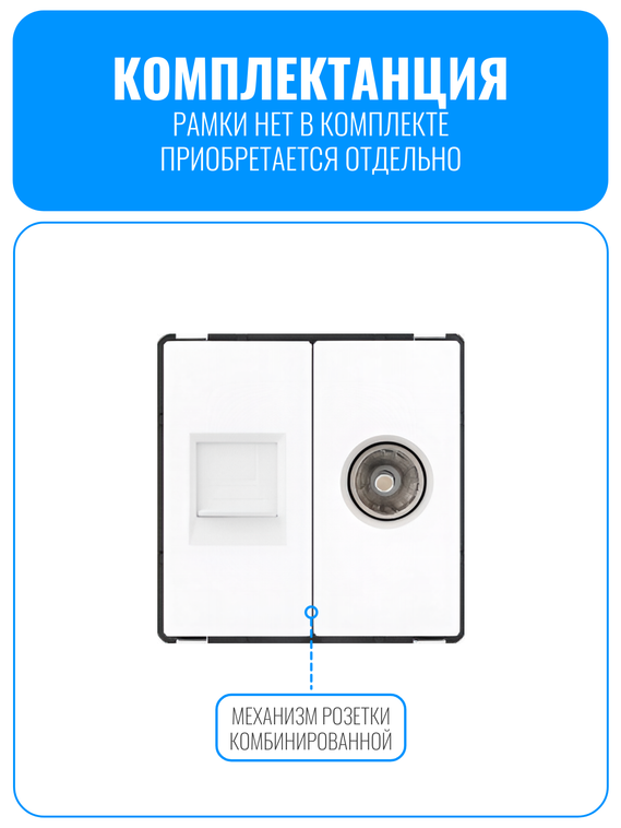 Розетка комбинированная ТВ + интернет RJ45 Smart Aura серия Classic без рамки