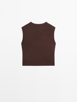 Massimo Dutti Жилет из 100% льна, баклажанный