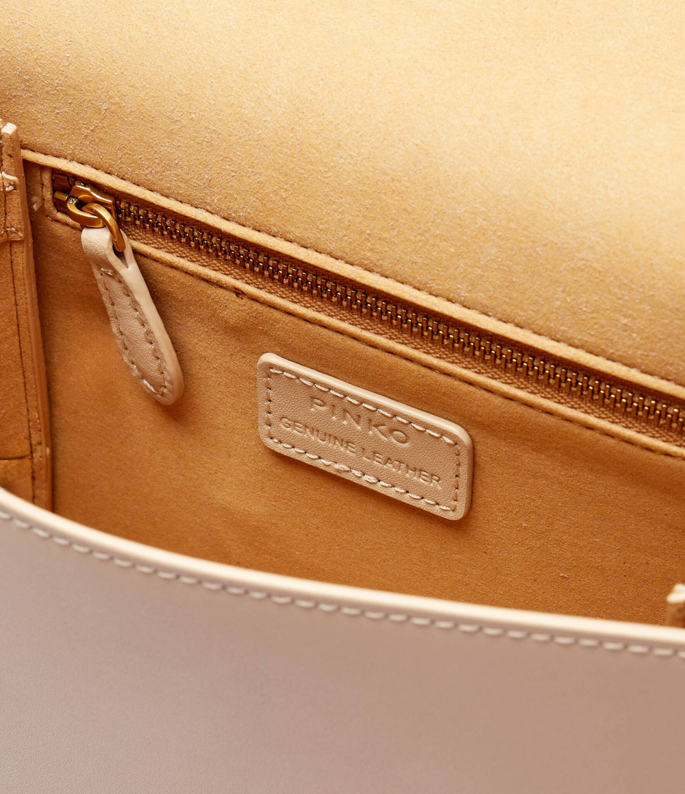 Кожаная сумка-трапеция Love One Top Handle Mini Pinko - бежевый(100071 A0F1)