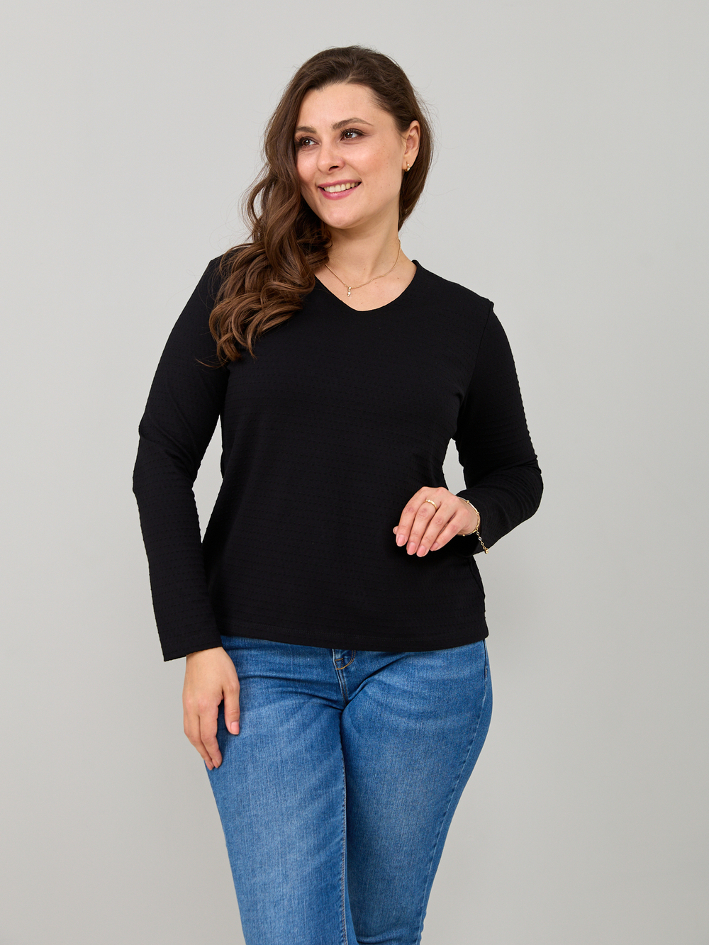 Лонгслив ЛНкл-080/черный-пунктир