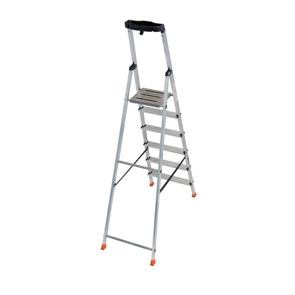 Стремянка 6 ступеней алюминиевая с большой полкой Safety