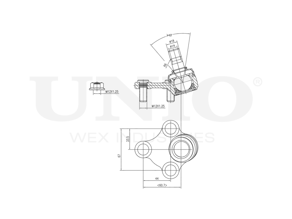Опора шаровая передняя нижняя правая UNIO SSP-20129